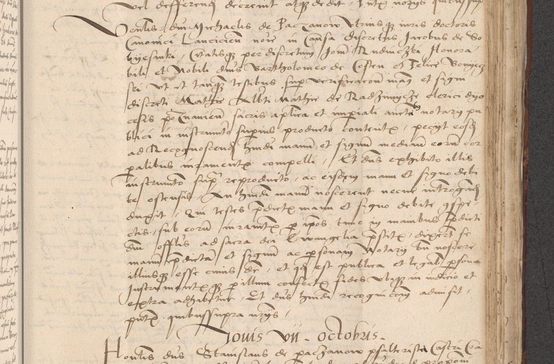 Zdjęcie nr 605 dla obiektu archiwalnego: INRI. Acta actorum, obligacionum et sentenciarum tam interlocutoriarum quam diffinitivarum coram reverendo patre ac egregio viro domino Jacobo Erciss[o]wski decretorum doctorem, canonico et officiali generali Cracoviensi ad annum Domini 1528, indicionem primam, pontificatus sanctissimi in Christo patris et domini domini Clementis divina probidendcia pape seprtimi, annum quintum, per Stanislaum de Mordi legalem consistorii notarium omine felici inchoantur