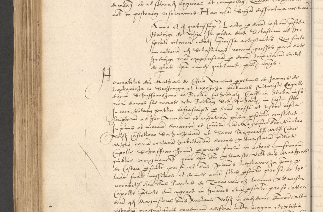 Zdjęcie nr 804 dla obiektu archiwalnego: INRI. Acta actorum, obligacionum et sentenciarum tam interlocutoriarum quam diffinitivarum coram reverendo patre ac egregio viro domino Jacobo Erciss[o]wski decretorum doctorem, canonico et officiali generali Cracoviensi ad annum Domini 1528, indicionem primam, pontificatus sanctissimi in Christo patris et domini domini Clementis divina probidendcia pape seprtimi, annum quintum, per Stanislaum de Mordi legalem consistorii notarium omine felici inchoantur