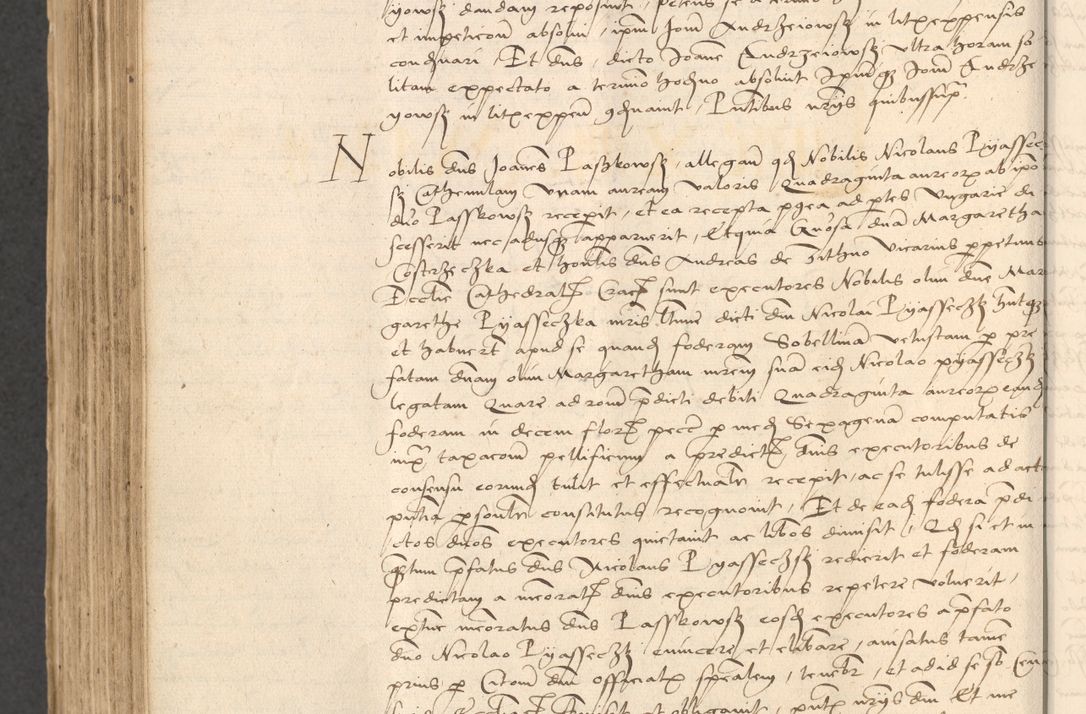 Zdjęcie nr 796 dla obiektu archiwalnego: INRI. Acta actorum, obligacionum et sentenciarum tam interlocutoriarum quam diffinitivarum coram reverendo patre ac egregio viro domino Jacobo Erciss[o]wski decretorum doctorem, canonico et officiali generali Cracoviensi ad annum Domini 1528, indicionem primam, pontificatus sanctissimi in Christo patris et domini domini Clementis divina probidendcia pape seprtimi, annum quintum, per Stanislaum de Mordi legalem consistorii notarium omine felici inchoantur