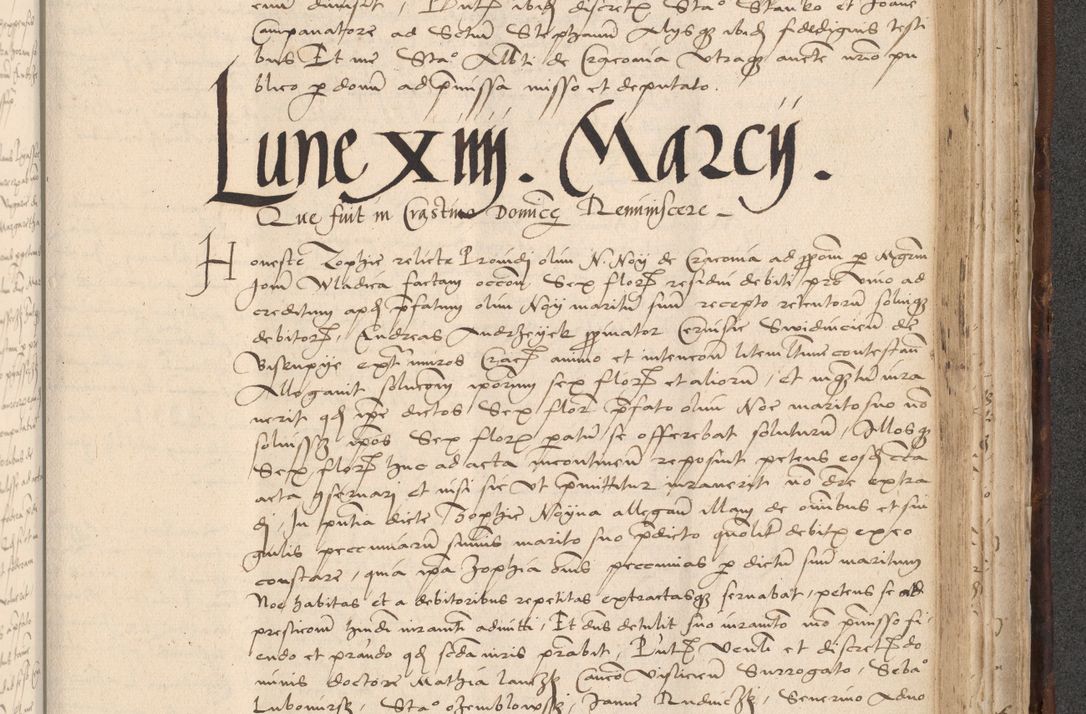 Zdjęcie nr 797 dla obiektu archiwalnego: INRI. Acta actorum, obligacionum et sentenciarum tam interlocutoriarum quam diffinitivarum coram reverendo patre ac egregio viro domino Jacobo Erciss[o]wski decretorum doctorem, canonico et officiali generali Cracoviensi ad annum Domini 1528, indicionem primam, pontificatus sanctissimi in Christo patris et domini domini Clementis divina probidendcia pape seprtimi, annum quintum, per Stanislaum de Mordi legalem consistorii notarium omine felici inchoantur