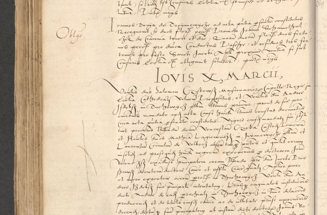 Zdjęcie nr 792 dla obiektu archiwalnego: INRI. Acta actorum, obligacionum et sentenciarum tam interlocutoriarum quam diffinitivarum coram reverendo patre ac egregio viro domino Jacobo Erciss[o]wski decretorum doctorem, canonico et officiali generali Cracoviensi ad annum Domini 1528, indicionem primam, pontificatus sanctissimi in Christo patris et domini domini Clementis divina probidendcia pape seprtimi, annum quintum, per Stanislaum de Mordi legalem consistorii notarium omine felici inchoantur