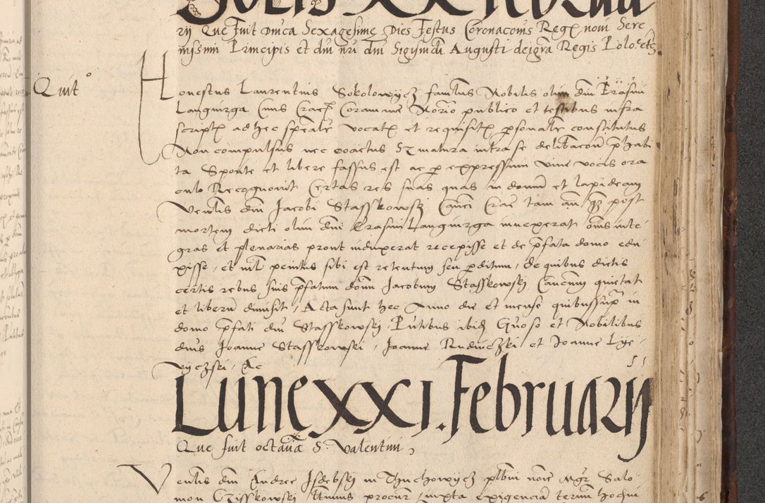 Zdjęcie nr 771 dla obiektu archiwalnego: INRI. Acta actorum, obligacionum et sentenciarum tam interlocutoriarum quam diffinitivarum coram reverendo patre ac egregio viro domino Jacobo Erciss[o]wski decretorum doctorem, canonico et officiali generali Cracoviensi ad annum Domini 1528, indicionem primam, pontificatus sanctissimi in Christo patris et domini domini Clementis divina probidendcia pape seprtimi, annum quintum, per Stanislaum de Mordi legalem consistorii notarium omine felici inchoantur