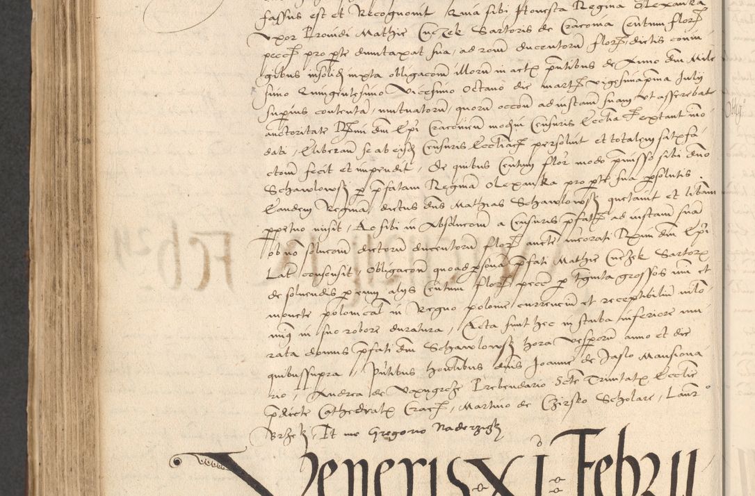 Zdjęcie nr 760 dla obiektu archiwalnego: INRI. Acta actorum, obligacionum et sentenciarum tam interlocutoriarum quam diffinitivarum coram reverendo patre ac egregio viro domino Jacobo Erciss[o]wski decretorum doctorem, canonico et officiali generali Cracoviensi ad annum Domini 1528, indicionem primam, pontificatus sanctissimi in Christo patris et domini domini Clementis divina probidendcia pape seprtimi, annum quintum, per Stanislaum de Mordi legalem consistorii notarium omine felici inchoantur