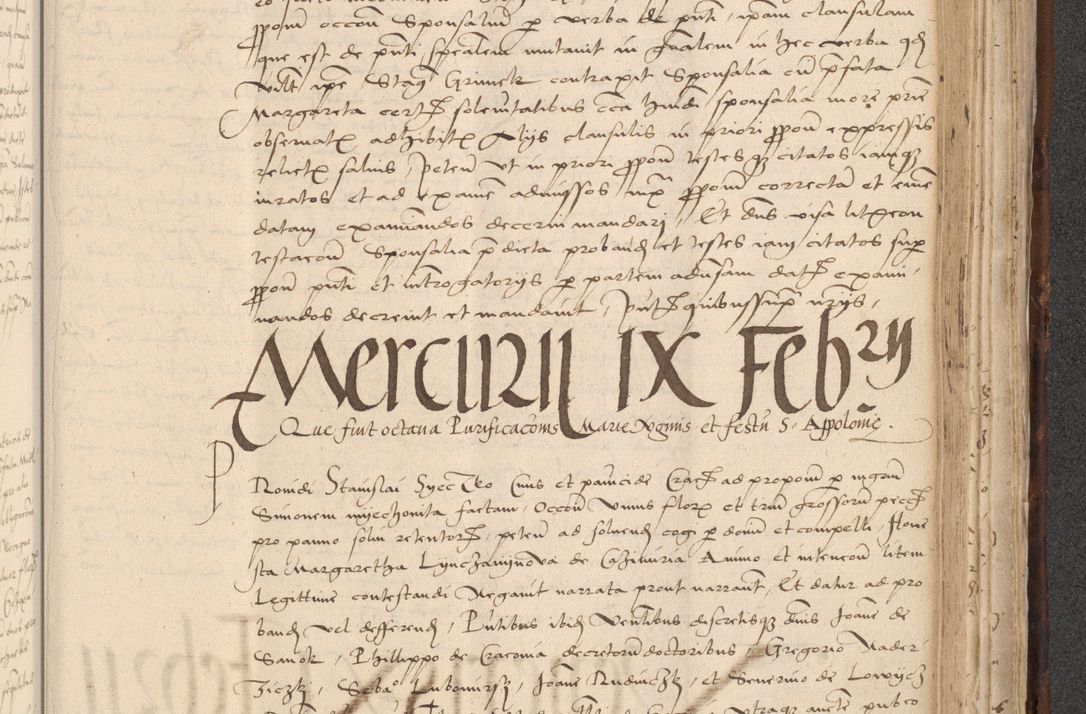 Zdjęcie nr 759 dla obiektu archiwalnego: INRI. Acta actorum, obligacionum et sentenciarum tam interlocutoriarum quam diffinitivarum coram reverendo patre ac egregio viro domino Jacobo Erciss[o]wski decretorum doctorem, canonico et officiali generali Cracoviensi ad annum Domini 1528, indicionem primam, pontificatus sanctissimi in Christo patris et domini domini Clementis divina probidendcia pape seprtimi, annum quintum, per Stanislaum de Mordi legalem consistorii notarium omine felici inchoantur