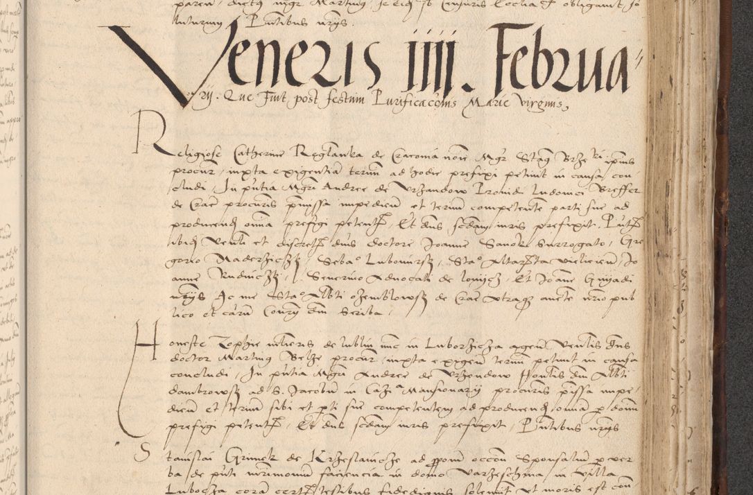 Zdjęcie nr 745 dla obiektu archiwalnego: INRI. Acta actorum, obligacionum et sentenciarum tam interlocutoriarum quam diffinitivarum coram reverendo patre ac egregio viro domino Jacobo Erciss[o]wski decretorum doctorem, canonico et officiali generali Cracoviensi ad annum Domini 1528, indicionem primam, pontificatus sanctissimi in Christo patris et domini domini Clementis divina probidendcia pape seprtimi, annum quintum, per Stanislaum de Mordi legalem consistorii notarium omine felici inchoantur