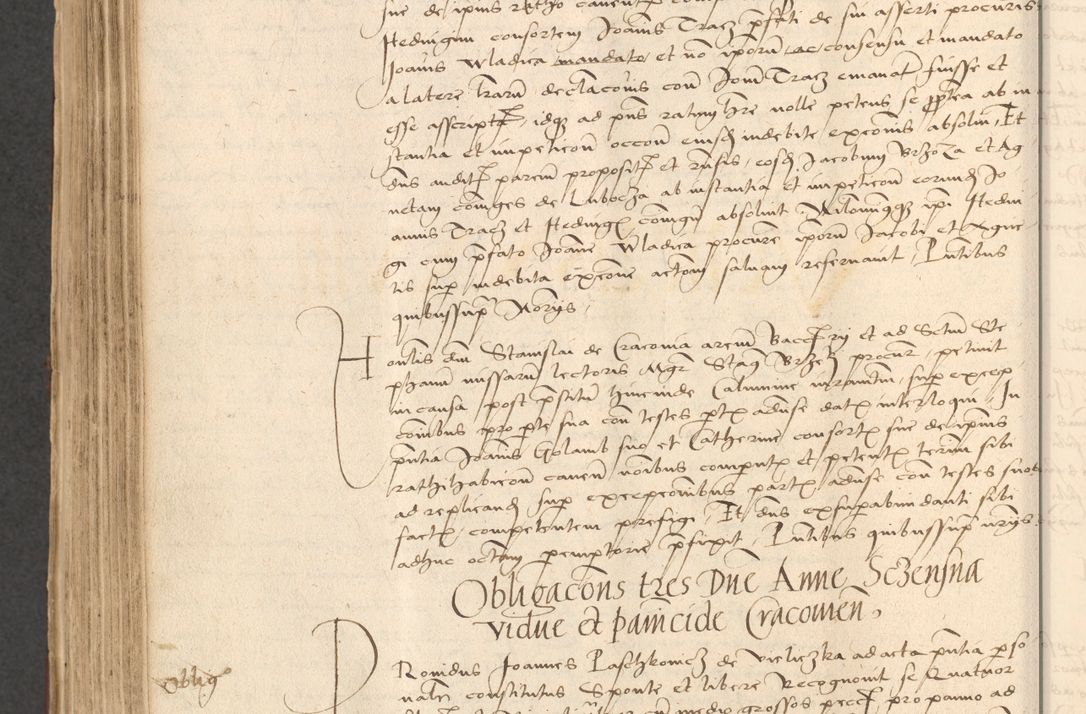 Zdjęcie nr 738 dla obiektu archiwalnego: INRI. Acta actorum, obligacionum et sentenciarum tam interlocutoriarum quam diffinitivarum coram reverendo patre ac egregio viro domino Jacobo Erciss[o]wski decretorum doctorem, canonico et officiali generali Cracoviensi ad annum Domini 1528, indicionem primam, pontificatus sanctissimi in Christo patris et domini domini Clementis divina probidendcia pape seprtimi, annum quintum, per Stanislaum de Mordi legalem consistorii notarium omine felici inchoantur