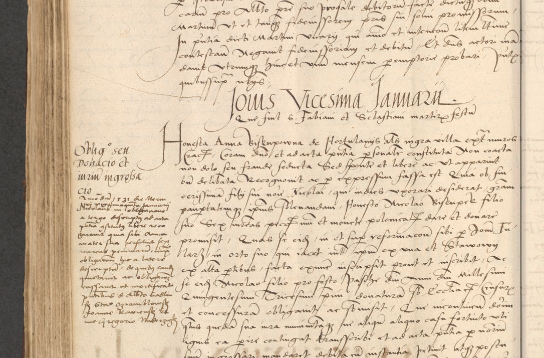 Zdjęcie nr 730 dla obiektu archiwalnego: INRI. Acta actorum, obligacionum et sentenciarum tam interlocutoriarum quam diffinitivarum coram reverendo patre ac egregio viro domino Jacobo Erciss[o]wski decretorum doctorem, canonico et officiali generali Cracoviensi ad annum Domini 1528, indicionem primam, pontificatus sanctissimi in Christo patris et domini domini Clementis divina probidendcia pape seprtimi, annum quintum, per Stanislaum de Mordi legalem consistorii notarium omine felici inchoantur