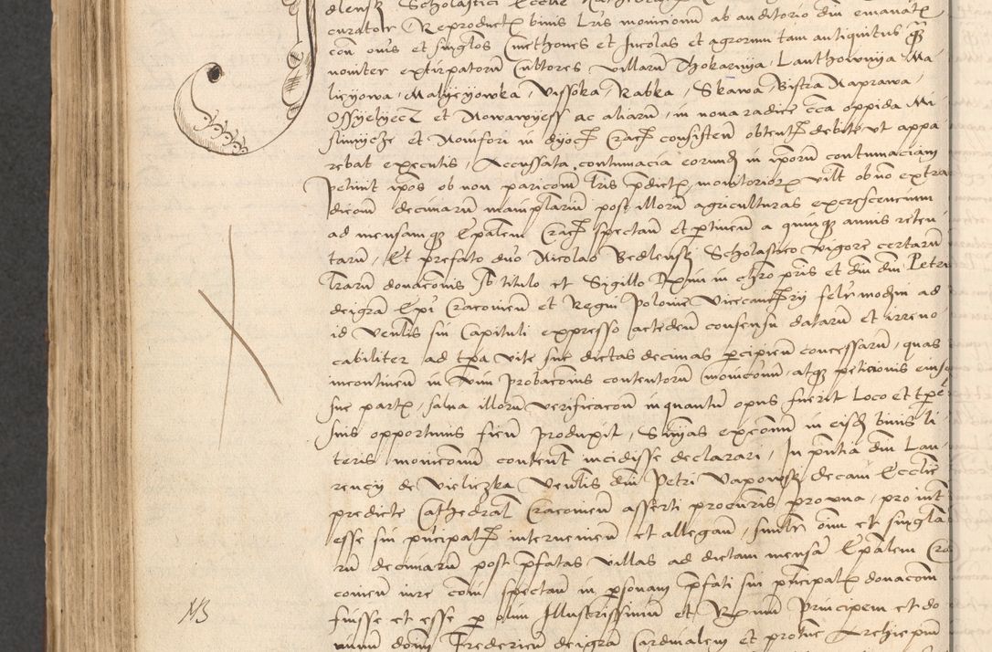 Zdjęcie nr 732 dla obiektu archiwalnego: INRI. Acta actorum, obligacionum et sentenciarum tam interlocutoriarum quam diffinitivarum coram reverendo patre ac egregio viro domino Jacobo Erciss[o]wski decretorum doctorem, canonico et officiali generali Cracoviensi ad annum Domini 1528, indicionem primam, pontificatus sanctissimi in Christo patris et domini domini Clementis divina probidendcia pape seprtimi, annum quintum, per Stanislaum de Mordi legalem consistorii notarium omine felici inchoantur