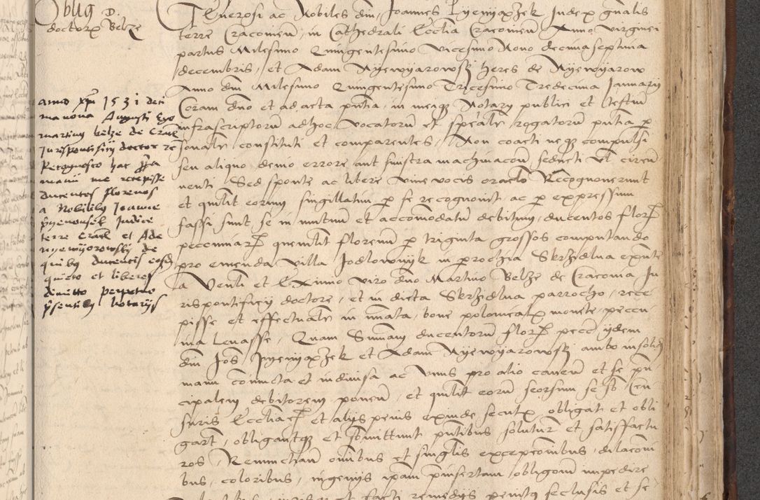 Zdjęcie nr 723 dla obiektu archiwalnego: INRI. Acta actorum, obligacionum et sentenciarum tam interlocutoriarum quam diffinitivarum coram reverendo patre ac egregio viro domino Jacobo Erciss[o]wski decretorum doctorem, canonico et officiali generali Cracoviensi ad annum Domini 1528, indicionem primam, pontificatus sanctissimi in Christo patris et domini domini Clementis divina probidendcia pape seprtimi, annum quintum, per Stanislaum de Mordi legalem consistorii notarium omine felici inchoantur