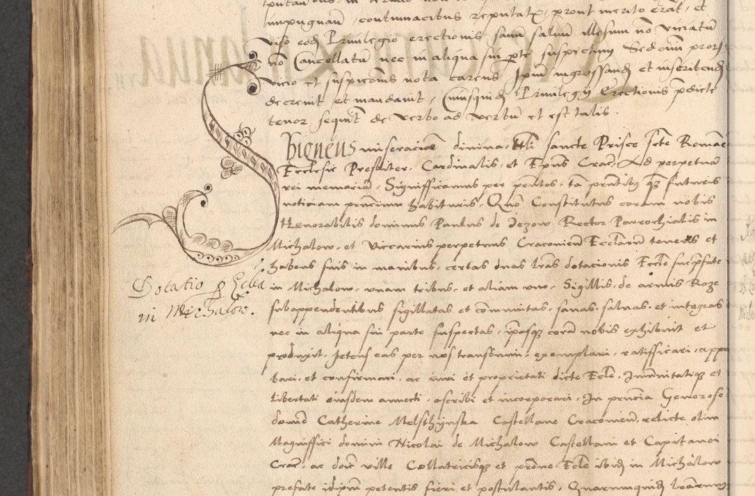 Zdjęcie nr 718 dla obiektu archiwalnego: INRI. Acta actorum, obligacionum et sentenciarum tam interlocutoriarum quam diffinitivarum coram reverendo patre ac egregio viro domino Jacobo Erciss[o]wski decretorum doctorem, canonico et officiali generali Cracoviensi ad annum Domini 1528, indicionem primam, pontificatus sanctissimi in Christo patris et domini domini Clementis divina probidendcia pape seprtimi, annum quintum, per Stanislaum de Mordi legalem consistorii notarium omine felici inchoantur