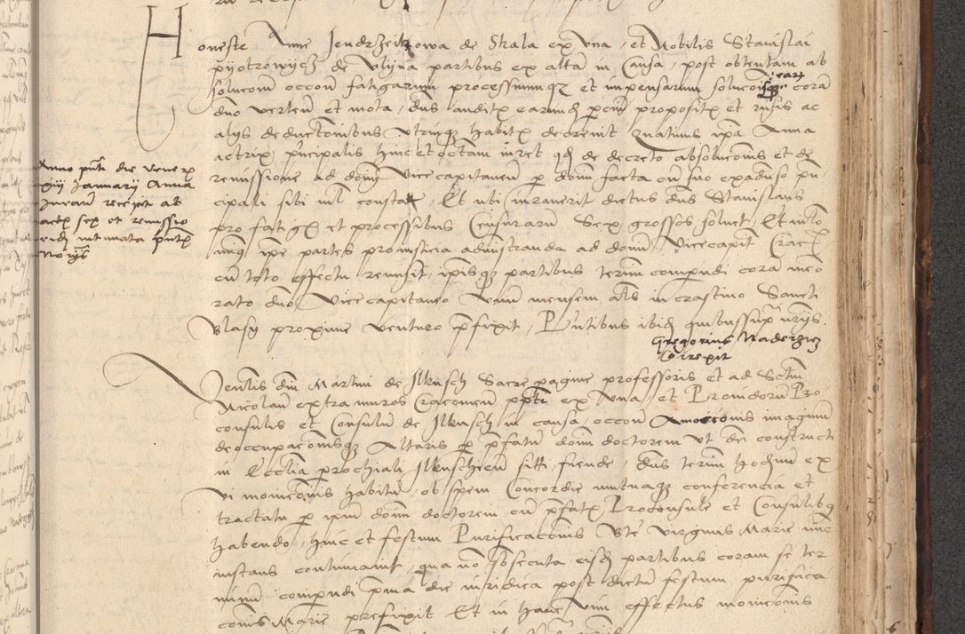 Zdjęcie nr 713 dla obiektu archiwalnego: INRI. Acta actorum, obligacionum et sentenciarum tam interlocutoriarum quam diffinitivarum coram reverendo patre ac egregio viro domino Jacobo Erciss[o]wski decretorum doctorem, canonico et officiali generali Cracoviensi ad annum Domini 1528, indicionem primam, pontificatus sanctissimi in Christo patris et domini domini Clementis divina probidendcia pape seprtimi, annum quintum, per Stanislaum de Mordi legalem consistorii notarium omine felici inchoantur