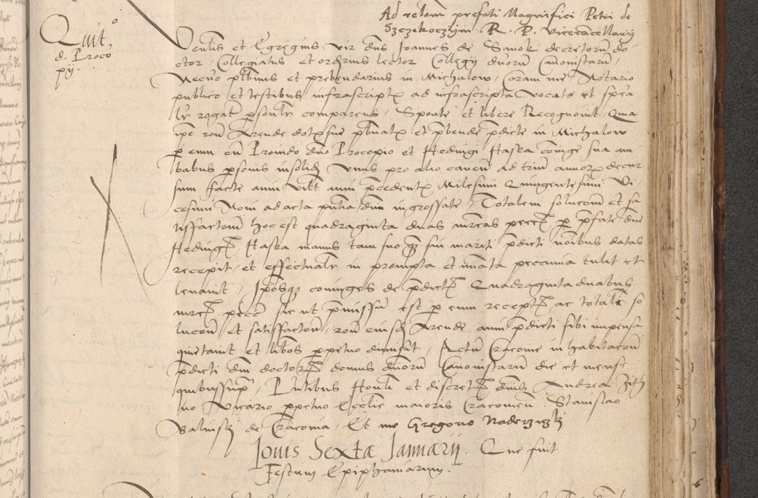Zdjęcie nr 711 dla obiektu archiwalnego: INRI. Acta actorum, obligacionum et sentenciarum tam interlocutoriarum quam diffinitivarum coram reverendo patre ac egregio viro domino Jacobo Erciss[o]wski decretorum doctorem, canonico et officiali generali Cracoviensi ad annum Domini 1528, indicionem primam, pontificatus sanctissimi in Christo patris et domini domini Clementis divina probidendcia pape seprtimi, annum quintum, per Stanislaum de Mordi legalem consistorii notarium omine felici inchoantur