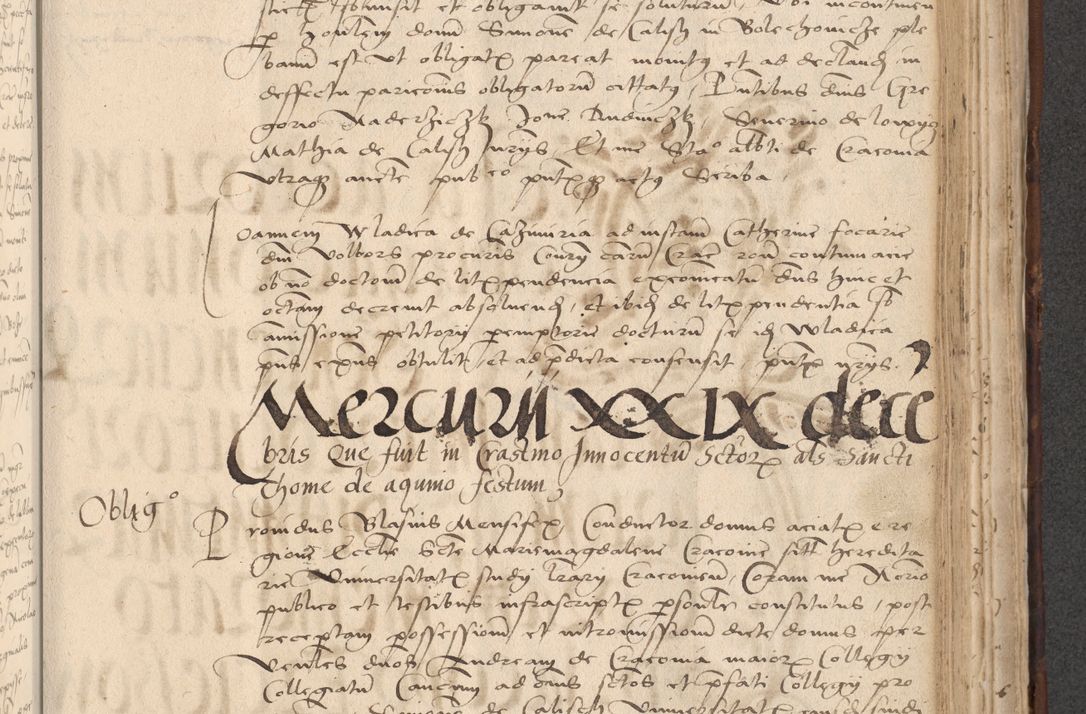 Zdjęcie nr 705 dla obiektu archiwalnego: INRI. Acta actorum, obligacionum et sentenciarum tam interlocutoriarum quam diffinitivarum coram reverendo patre ac egregio viro domino Jacobo Erciss[o]wski decretorum doctorem, canonico et officiali generali Cracoviensi ad annum Domini 1528, indicionem primam, pontificatus sanctissimi in Christo patris et domini domini Clementis divina probidendcia pape seprtimi, annum quintum, per Stanislaum de Mordi legalem consistorii notarium omine felici inchoantur