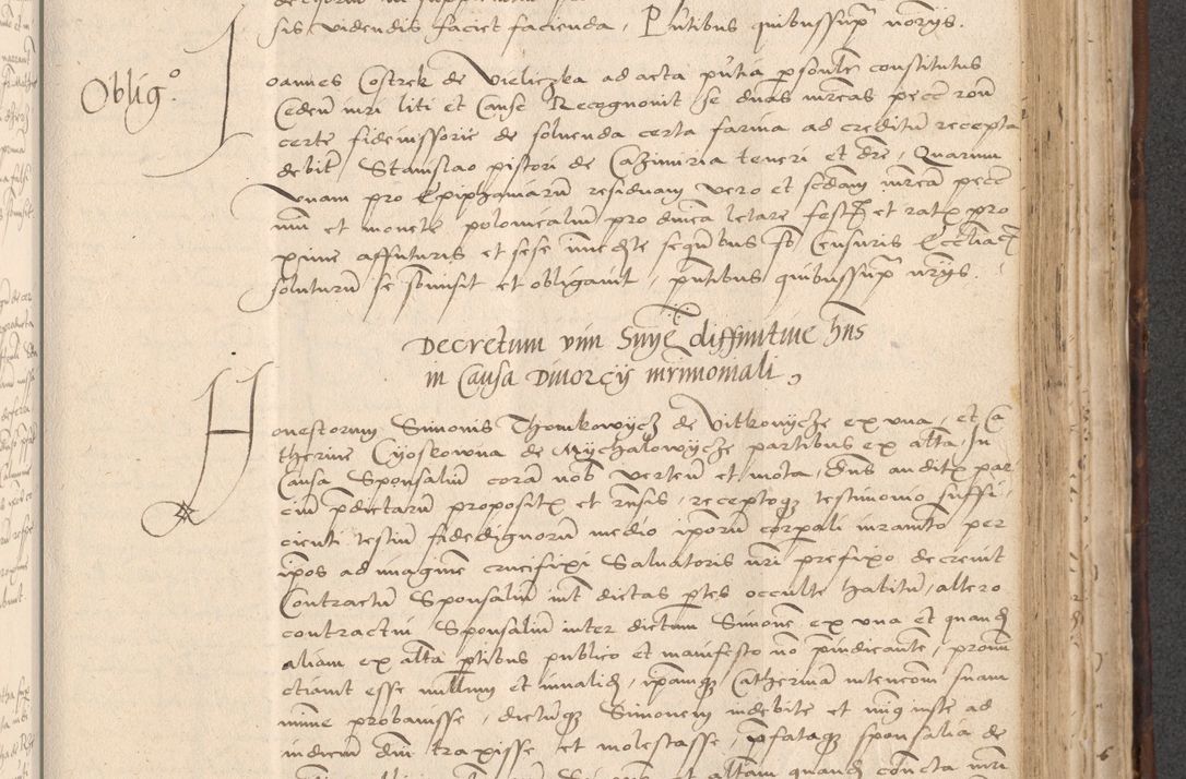 Zdjęcie nr 691 dla obiektu archiwalnego: INRI. Acta actorum, obligacionum et sentenciarum tam interlocutoriarum quam diffinitivarum coram reverendo patre ac egregio viro domino Jacobo Erciss[o]wski decretorum doctorem, canonico et officiali generali Cracoviensi ad annum Domini 1528, indicionem primam, pontificatus sanctissimi in Christo patris et domini domini Clementis divina probidendcia pape seprtimi, annum quintum, per Stanislaum de Mordi legalem consistorii notarium omine felici inchoantur
