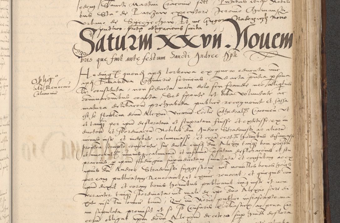 Zdjęcie nr 681 dla obiektu archiwalnego: INRI. Acta actorum, obligacionum et sentenciarum tam interlocutoriarum quam diffinitivarum coram reverendo patre ac egregio viro domino Jacobo Erciss[o]wski decretorum doctorem, canonico et officiali generali Cracoviensi ad annum Domini 1528, indicionem primam, pontificatus sanctissimi in Christo patris et domini domini Clementis divina probidendcia pape seprtimi, annum quintum, per Stanislaum de Mordi legalem consistorii notarium omine felici inchoantur