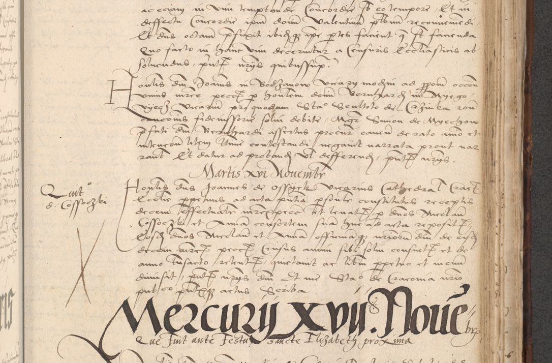 Zdjęcie nr 667 dla obiektu archiwalnego: INRI. Acta actorum, obligacionum et sentenciarum tam interlocutoriarum quam diffinitivarum coram reverendo patre ac egregio viro domino Jacobo Erciss[o]wski decretorum doctorem, canonico et officiali generali Cracoviensi ad annum Domini 1528, indicionem primam, pontificatus sanctissimi in Christo patris et domini domini Clementis divina probidendcia pape seprtimi, annum quintum, per Stanislaum de Mordi legalem consistorii notarium omine felici inchoantur