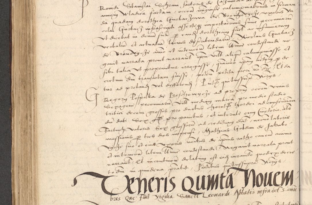 Zdjęcie nr 656 dla obiektu archiwalnego: INRI. Acta actorum, obligacionum et sentenciarum tam interlocutoriarum quam diffinitivarum coram reverendo patre ac egregio viro domino Jacobo Erciss[o]wski decretorum doctorem, canonico et officiali generali Cracoviensi ad annum Domini 1528, indicionem primam, pontificatus sanctissimi in Christo patris et domini domini Clementis divina probidendcia pape seprtimi, annum quintum, per Stanislaum de Mordi legalem consistorii notarium omine felici inchoantur