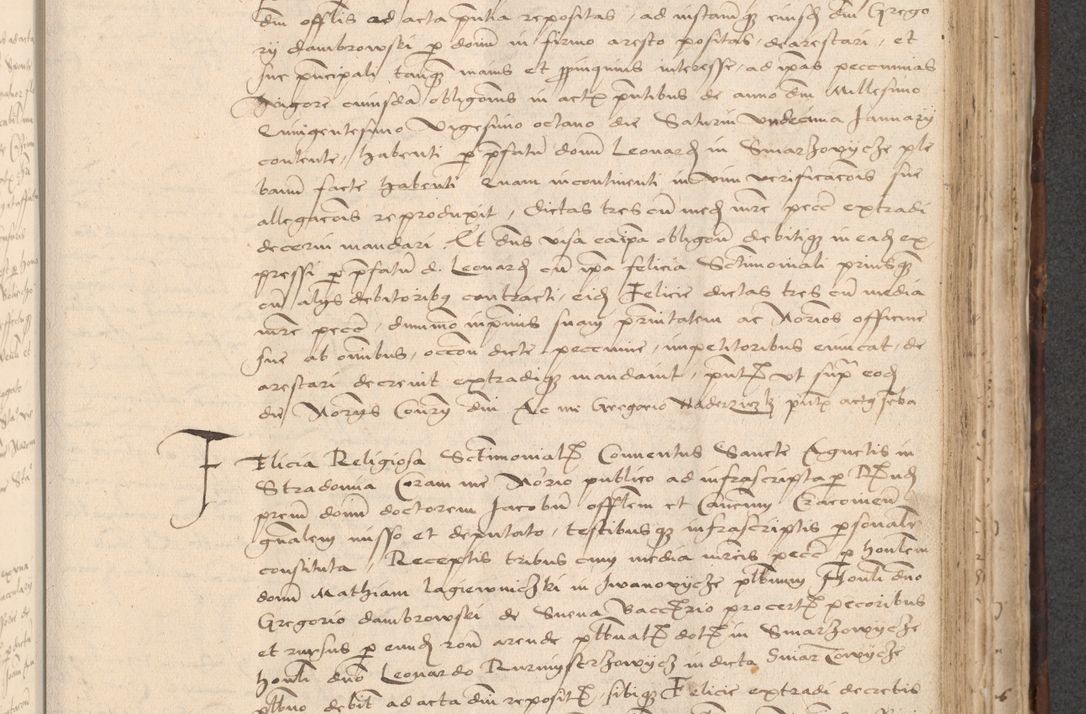 Zdjęcie nr 653 dla obiektu archiwalnego: INRI. Acta actorum, obligacionum et sentenciarum tam interlocutoriarum quam diffinitivarum coram reverendo patre ac egregio viro domino Jacobo Erciss[o]wski decretorum doctorem, canonico et officiali generali Cracoviensi ad annum Domini 1528, indicionem primam, pontificatus sanctissimi in Christo patris et domini domini Clementis divina probidendcia pape seprtimi, annum quintum, per Stanislaum de Mordi legalem consistorii notarium omine felici inchoantur