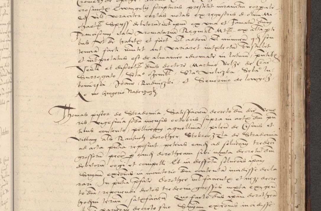 Zdjęcie nr 649 dla obiektu archiwalnego: INRI. Acta actorum, obligacionum et sentenciarum tam interlocutoriarum quam diffinitivarum coram reverendo patre ac egregio viro domino Jacobo Erciss[o]wski decretorum doctorem, canonico et officiali generali Cracoviensi ad annum Domini 1528, indicionem primam, pontificatus sanctissimi in Christo patris et domini domini Clementis divina probidendcia pape seprtimi, annum quintum, per Stanislaum de Mordi legalem consistorii notarium omine felici inchoantur