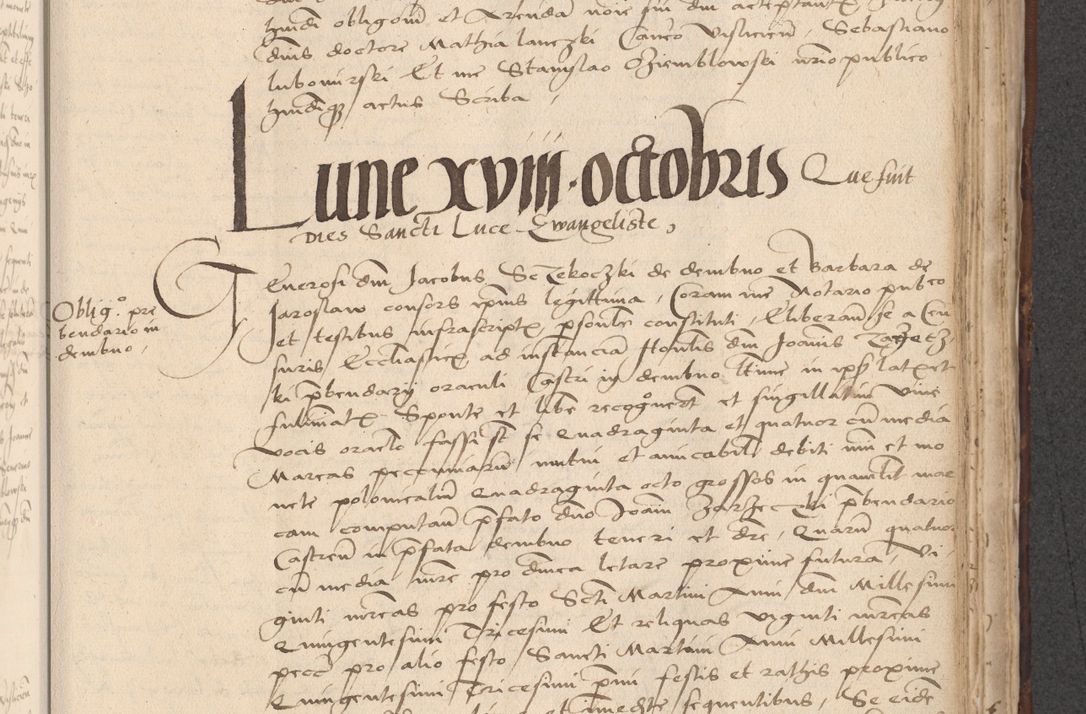 Zdjęcie nr 625 dla obiektu archiwalnego: INRI. Acta actorum, obligacionum et sentenciarum tam interlocutoriarum quam diffinitivarum coram reverendo patre ac egregio viro domino Jacobo Erciss[o]wski decretorum doctorem, canonico et officiali generali Cracoviensi ad annum Domini 1528, indicionem primam, pontificatus sanctissimi in Christo patris et domini domini Clementis divina probidendcia pape seprtimi, annum quintum, per Stanislaum de Mordi legalem consistorii notarium omine felici inchoantur