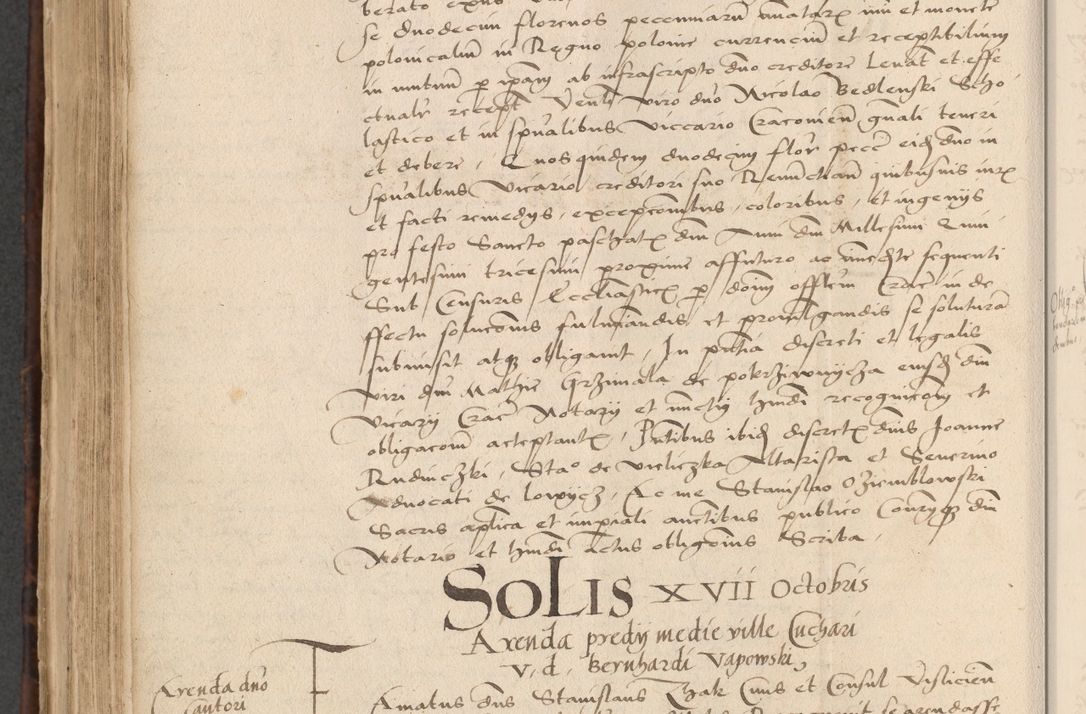 Zdjęcie nr 624 dla obiektu archiwalnego: INRI. Acta actorum, obligacionum et sentenciarum tam interlocutoriarum quam diffinitivarum coram reverendo patre ac egregio viro domino Jacobo Erciss[o]wski decretorum doctorem, canonico et officiali generali Cracoviensi ad annum Domini 1528, indicionem primam, pontificatus sanctissimi in Christo patris et domini domini Clementis divina probidendcia pape seprtimi, annum quintum, per Stanislaum de Mordi legalem consistorii notarium omine felici inchoantur