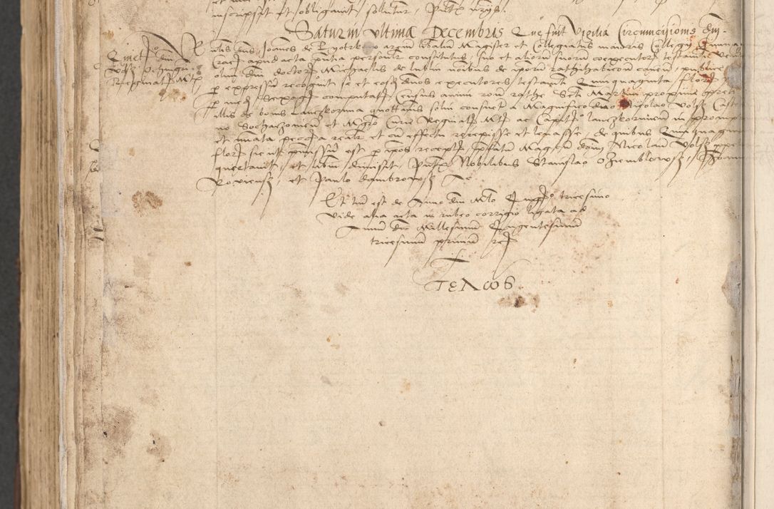 Zdjęcie nr 1106 dla obiektu archiwalnego: INRI. Acta actorum, obligacionum et sentenciarum tam interlocutoriarum quam diffinitivarum coram reverendo patre ac egregio viro domino Jacobo Erciss[o]wski decretorum doctorem, canonico et officiali generali Cracoviensi ad annum Domini 1528, indicionem primam, pontificatus sanctissimi in Christo patris et domini domini Clementis divina probidendcia pape seprtimi, annum quintum, per Stanislaum de Mordi legalem consistorii notarium omine felici inchoantur