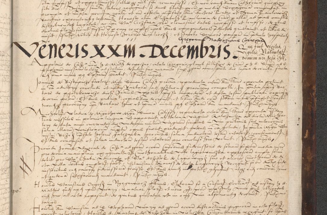 Zdjęcie nr 1105 dla obiektu archiwalnego: INRI. Acta actorum, obligacionum et sentenciarum tam interlocutoriarum quam diffinitivarum coram reverendo patre ac egregio viro domino Jacobo Erciss[o]wski decretorum doctorem, canonico et officiali generali Cracoviensi ad annum Domini 1528, indicionem primam, pontificatus sanctissimi in Christo patris et domini domini Clementis divina probidendcia pape seprtimi, annum quintum, per Stanislaum de Mordi legalem consistorii notarium omine felici inchoantur