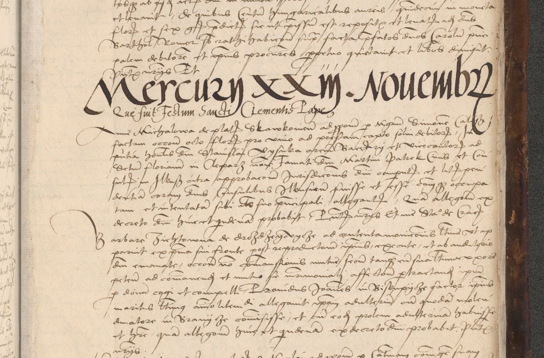 Zdjęcie nr 1087 dla obiektu archiwalnego: INRI. Acta actorum, obligacionum et sentenciarum tam interlocutoriarum quam diffinitivarum coram reverendo patre ac egregio viro domino Jacobo Erciss[o]wski decretorum doctorem, canonico et officiali generali Cracoviensi ad annum Domini 1528, indicionem primam, pontificatus sanctissimi in Christo patris et domini domini Clementis divina probidendcia pape seprtimi, annum quintum, per Stanislaum de Mordi legalem consistorii notarium omine felici inchoantur