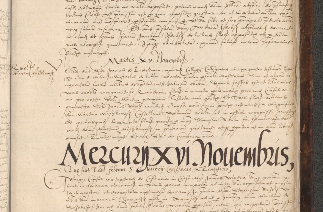 Zdjęcie nr 1079 dla obiektu archiwalnego: INRI. Acta actorum, obligacionum et sentenciarum tam interlocutoriarum quam diffinitivarum coram reverendo patre ac egregio viro domino Jacobo Erciss[o]wski decretorum doctorem, canonico et officiali generali Cracoviensi ad annum Domini 1528, indicionem primam, pontificatus sanctissimi in Christo patris et domini domini Clementis divina probidendcia pape seprtimi, annum quintum, per Stanislaum de Mordi legalem consistorii notarium omine felici inchoantur
