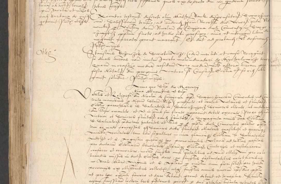 Zdjęcie nr 1078 dla obiektu archiwalnego: INRI. Acta actorum, obligacionum et sentenciarum tam interlocutoriarum quam diffinitivarum coram reverendo patre ac egregio viro domino Jacobo Erciss[o]wski decretorum doctorem, canonico et officiali generali Cracoviensi ad annum Domini 1528, indicionem primam, pontificatus sanctissimi in Christo patris et domini domini Clementis divina probidendcia pape seprtimi, annum quintum, per Stanislaum de Mordi legalem consistorii notarium omine felici inchoantur