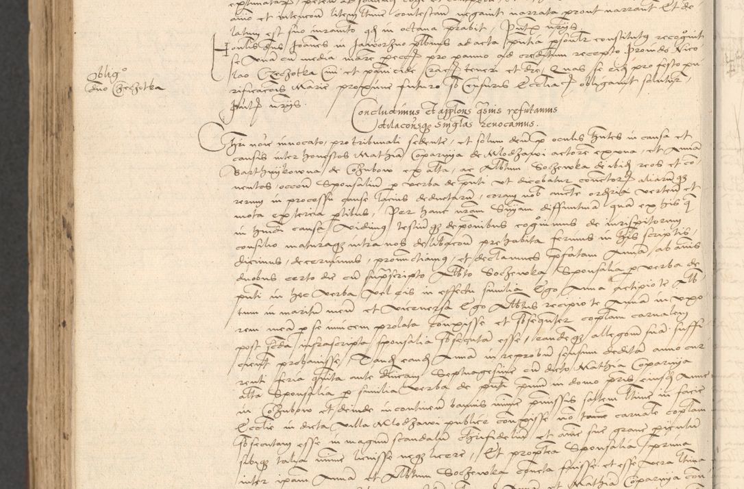 Zdjęcie nr 1066 dla obiektu archiwalnego: INRI. Acta actorum, obligacionum et sentenciarum tam interlocutoriarum quam diffinitivarum coram reverendo patre ac egregio viro domino Jacobo Erciss[o]wski decretorum doctorem, canonico et officiali generali Cracoviensi ad annum Domini 1528, indicionem primam, pontificatus sanctissimi in Christo patris et domini domini Clementis divina probidendcia pape seprtimi, annum quintum, per Stanislaum de Mordi legalem consistorii notarium omine felici inchoantur