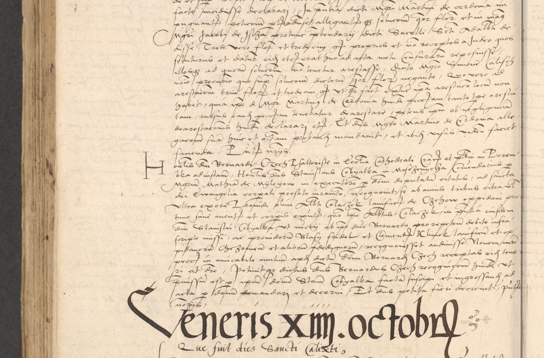 Zdjęcie nr 1060 dla obiektu archiwalnego: INRI. Acta actorum, obligacionum et sentenciarum tam interlocutoriarum quam diffinitivarum coram reverendo patre ac egregio viro domino Jacobo Erciss[o]wski decretorum doctorem, canonico et officiali generali Cracoviensi ad annum Domini 1528, indicionem primam, pontificatus sanctissimi in Christo patris et domini domini Clementis divina probidendcia pape seprtimi, annum quintum, per Stanislaum de Mordi legalem consistorii notarium omine felici inchoantur