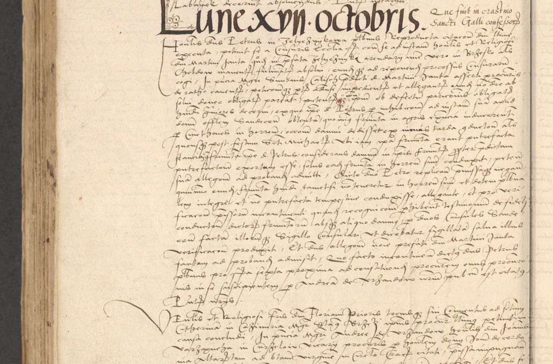 Zdjęcie nr 1062 dla obiektu archiwalnego: INRI. Acta actorum, obligacionum et sentenciarum tam interlocutoriarum quam diffinitivarum coram reverendo patre ac egregio viro domino Jacobo Erciss[o]wski decretorum doctorem, canonico et officiali generali Cracoviensi ad annum Domini 1528, indicionem primam, pontificatus sanctissimi in Christo patris et domini domini Clementis divina probidendcia pape seprtimi, annum quintum, per Stanislaum de Mordi legalem consistorii notarium omine felici inchoantur