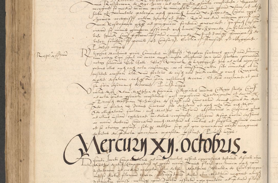 Zdjęcie nr 1058 dla obiektu archiwalnego: INRI. Acta actorum, obligacionum et sentenciarum tam interlocutoriarum quam diffinitivarum coram reverendo patre ac egregio viro domino Jacobo Erciss[o]wski decretorum doctorem, canonico et officiali generali Cracoviensi ad annum Domini 1528, indicionem primam, pontificatus sanctissimi in Christo patris et domini domini Clementis divina probidendcia pape seprtimi, annum quintum, per Stanislaum de Mordi legalem consistorii notarium omine felici inchoantur