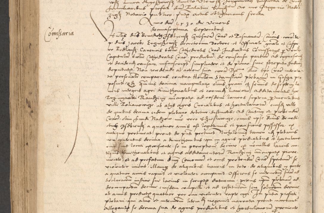 Zdjęcie nr 1054 dla obiektu archiwalnego: INRI. Acta actorum, obligacionum et sentenciarum tam interlocutoriarum quam diffinitivarum coram reverendo patre ac egregio viro domino Jacobo Erciss[o]wski decretorum doctorem, canonico et officiali generali Cracoviensi ad annum Domini 1528, indicionem primam, pontificatus sanctissimi in Christo patris et domini domini Clementis divina probidendcia pape seprtimi, annum quintum, per Stanislaum de Mordi legalem consistorii notarium omine felici inchoantur
