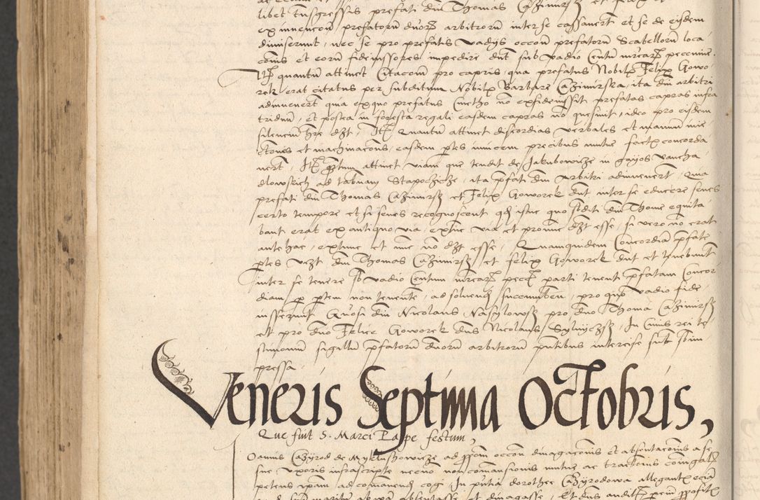 Zdjęcie nr 1056 dla obiektu archiwalnego: INRI. Acta actorum, obligacionum et sentenciarum tam interlocutoriarum quam diffinitivarum coram reverendo patre ac egregio viro domino Jacobo Erciss[o]wski decretorum doctorem, canonico et officiali generali Cracoviensi ad annum Domini 1528, indicionem primam, pontificatus sanctissimi in Christo patris et domini domini Clementis divina probidendcia pape seprtimi, annum quintum, per Stanislaum de Mordi legalem consistorii notarium omine felici inchoantur