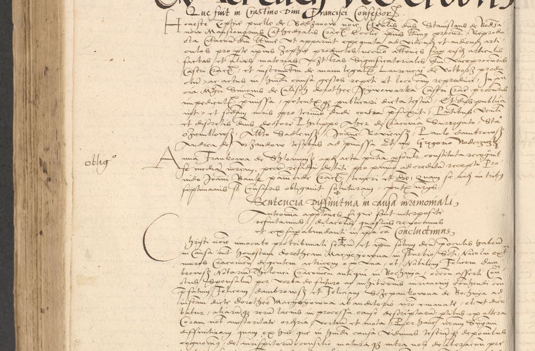 Zdjęcie nr 1050 dla obiektu archiwalnego: INRI. Acta actorum, obligacionum et sentenciarum tam interlocutoriarum quam diffinitivarum coram reverendo patre ac egregio viro domino Jacobo Erciss[o]wski decretorum doctorem, canonico et officiali generali Cracoviensi ad annum Domini 1528, indicionem primam, pontificatus sanctissimi in Christo patris et domini domini Clementis divina probidendcia pape seprtimi, annum quintum, per Stanislaum de Mordi legalem consistorii notarium omine felici inchoantur