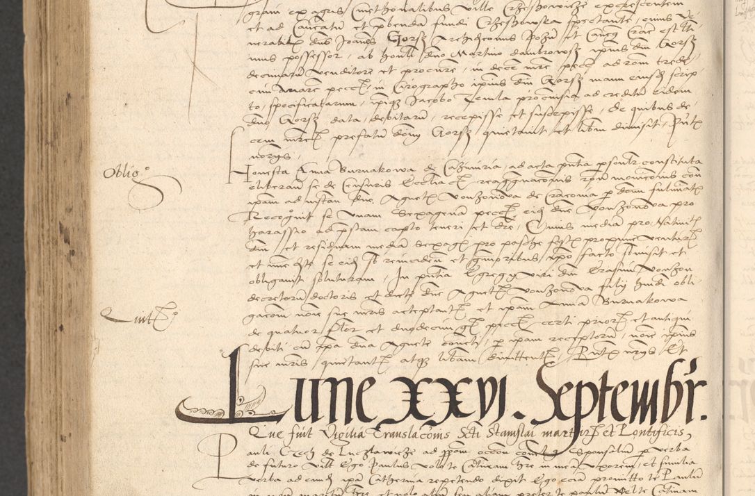 Zdjęcie nr 1042 dla obiektu archiwalnego: INRI. Acta actorum, obligacionum et sentenciarum tam interlocutoriarum quam diffinitivarum coram reverendo patre ac egregio viro domino Jacobo Erciss[o]wski decretorum doctorem, canonico et officiali generali Cracoviensi ad annum Domini 1528, indicionem primam, pontificatus sanctissimi in Christo patris et domini domini Clementis divina probidendcia pape seprtimi, annum quintum, per Stanislaum de Mordi legalem consistorii notarium omine felici inchoantur