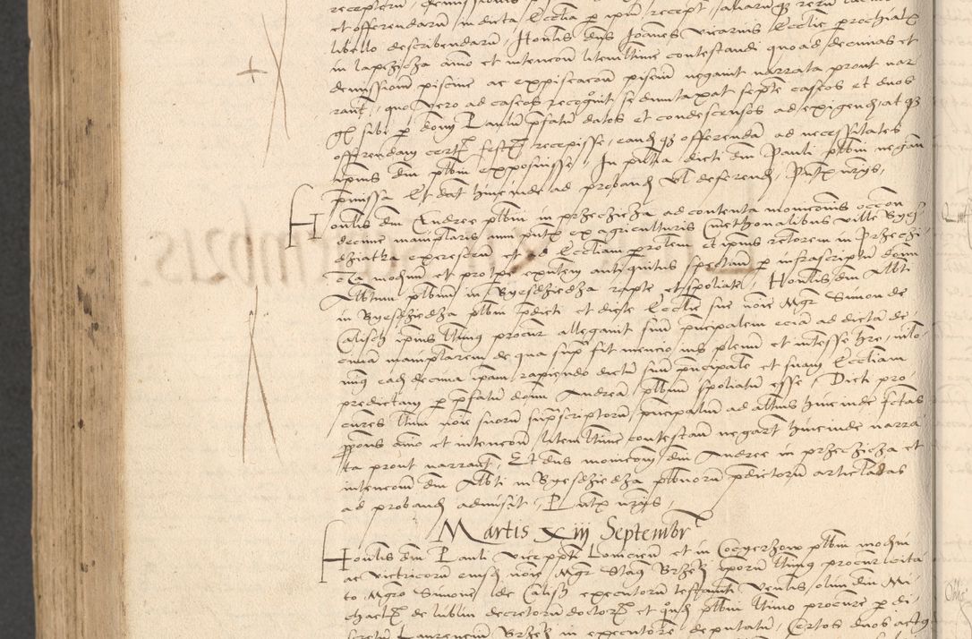 Zdjęcie nr 1036 dla obiektu archiwalnego: INRI. Acta actorum, obligacionum et sentenciarum tam interlocutoriarum quam diffinitivarum coram reverendo patre ac egregio viro domino Jacobo Erciss[o]wski decretorum doctorem, canonico et officiali generali Cracoviensi ad annum Domini 1528, indicionem primam, pontificatus sanctissimi in Christo patris et domini domini Clementis divina probidendcia pape seprtimi, annum quintum, per Stanislaum de Mordi legalem consistorii notarium omine felici inchoantur