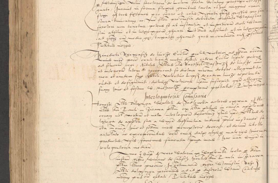 Zdjęcie nr 1034 dla obiektu archiwalnego: INRI. Acta actorum, obligacionum et sentenciarum tam interlocutoriarum quam diffinitivarum coram reverendo patre ac egregio viro domino Jacobo Erciss[o]wski decretorum doctorem, canonico et officiali generali Cracoviensi ad annum Domini 1528, indicionem primam, pontificatus sanctissimi in Christo patris et domini domini Clementis divina probidendcia pape seprtimi, annum quintum, per Stanislaum de Mordi legalem consistorii notarium omine felici inchoantur