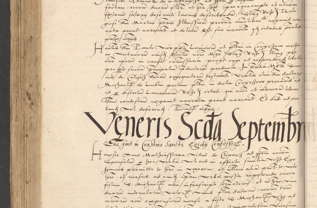 Zdjęcie nr 1026 dla obiektu archiwalnego: INRI. Acta actorum, obligacionum et sentenciarum tam interlocutoriarum quam diffinitivarum coram reverendo patre ac egregio viro domino Jacobo Erciss[o]wski decretorum doctorem, canonico et officiali generali Cracoviensi ad annum Domini 1528, indicionem primam, pontificatus sanctissimi in Christo patris et domini domini Clementis divina probidendcia pape seprtimi, annum quintum, per Stanislaum de Mordi legalem consistorii notarium omine felici inchoantur