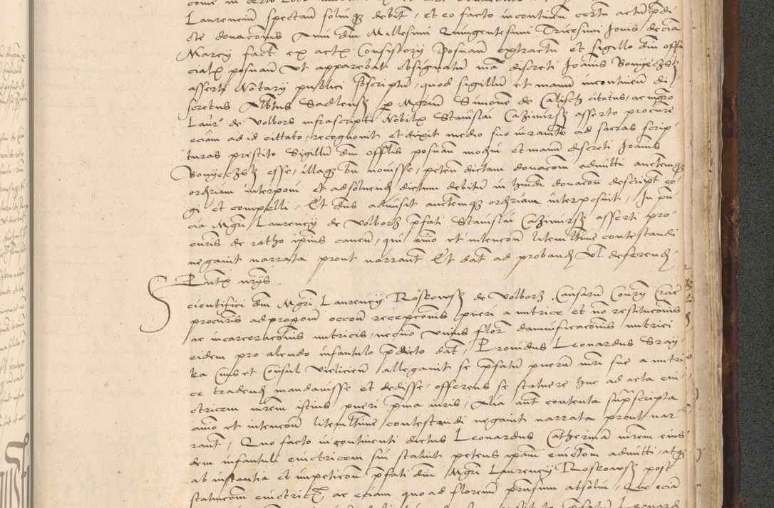 Zdjęcie nr 1021 dla obiektu archiwalnego: INRI. Acta actorum, obligacionum et sentenciarum tam interlocutoriarum quam diffinitivarum coram reverendo patre ac egregio viro domino Jacobo Erciss[o]wski decretorum doctorem, canonico et officiali generali Cracoviensi ad annum Domini 1528, indicionem primam, pontificatus sanctissimi in Christo patris et domini domini Clementis divina probidendcia pape seprtimi, annum quintum, per Stanislaum de Mordi legalem consistorii notarium omine felici inchoantur