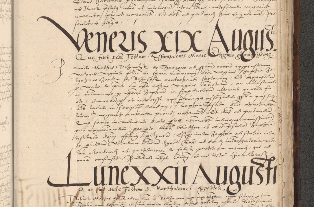 Zdjęcie nr 1019 dla obiektu archiwalnego: INRI. Acta actorum, obligacionum et sentenciarum tam interlocutoriarum quam diffinitivarum coram reverendo patre ac egregio viro domino Jacobo Erciss[o]wski decretorum doctorem, canonico et officiali generali Cracoviensi ad annum Domini 1528, indicionem primam, pontificatus sanctissimi in Christo patris et domini domini Clementis divina probidendcia pape seprtimi, annum quintum, per Stanislaum de Mordi legalem consistorii notarium omine felici inchoantur
