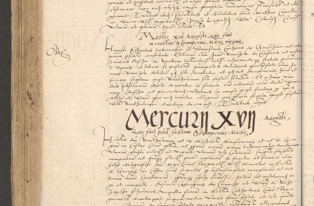 Zdjęcie nr 1018 dla obiektu archiwalnego: INRI. Acta actorum, obligacionum et sentenciarum tam interlocutoriarum quam diffinitivarum coram reverendo patre ac egregio viro domino Jacobo Erciss[o]wski decretorum doctorem, canonico et officiali generali Cracoviensi ad annum Domini 1528, indicionem primam, pontificatus sanctissimi in Christo patris et domini domini Clementis divina probidendcia pape seprtimi, annum quintum, per Stanislaum de Mordi legalem consistorii notarium omine felici inchoantur