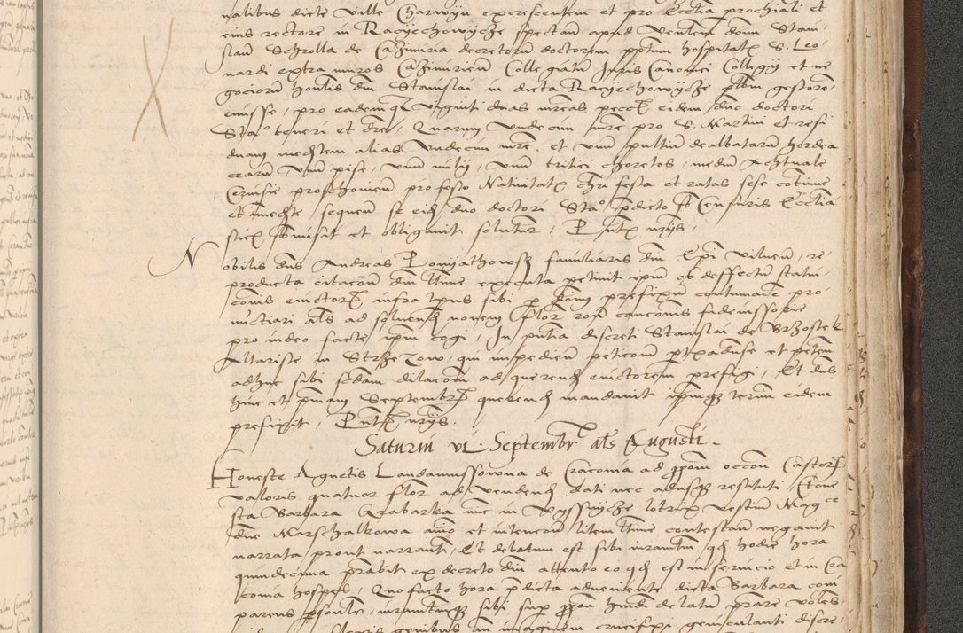Zdjęcie nr 1009 dla obiektu archiwalnego: INRI. Acta actorum, obligacionum et sentenciarum tam interlocutoriarum quam diffinitivarum coram reverendo patre ac egregio viro domino Jacobo Erciss[o]wski decretorum doctorem, canonico et officiali generali Cracoviensi ad annum Domini 1528, indicionem primam, pontificatus sanctissimi in Christo patris et domini domini Clementis divina probidendcia pape seprtimi, annum quintum, per Stanislaum de Mordi legalem consistorii notarium omine felici inchoantur