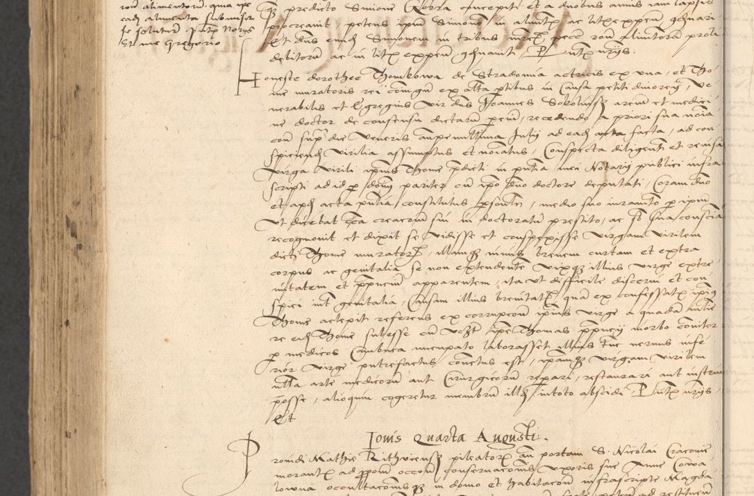 Zdjęcie nr 1008 dla obiektu archiwalnego: INRI. Acta actorum, obligacionum et sentenciarum tam interlocutoriarum quam diffinitivarum coram reverendo patre ac egregio viro domino Jacobo Erciss[o]wski decretorum doctorem, canonico et officiali generali Cracoviensi ad annum Domini 1528, indicionem primam, pontificatus sanctissimi in Christo patris et domini domini Clementis divina probidendcia pape seprtimi, annum quintum, per Stanislaum de Mordi legalem consistorii notarium omine felici inchoantur