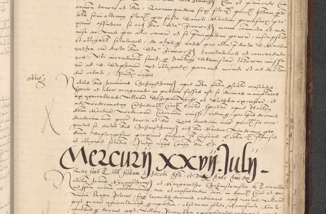 Zdjęcie nr 1001 dla obiektu archiwalnego: INRI. Acta actorum, obligacionum et sentenciarum tam interlocutoriarum quam diffinitivarum coram reverendo patre ac egregio viro domino Jacobo Erciss[o]wski decretorum doctorem, canonico et officiali generali Cracoviensi ad annum Domini 1528, indicionem primam, pontificatus sanctissimi in Christo patris et domini domini Clementis divina probidendcia pape seprtimi, annum quintum, per Stanislaum de Mordi legalem consistorii notarium omine felici inchoantur