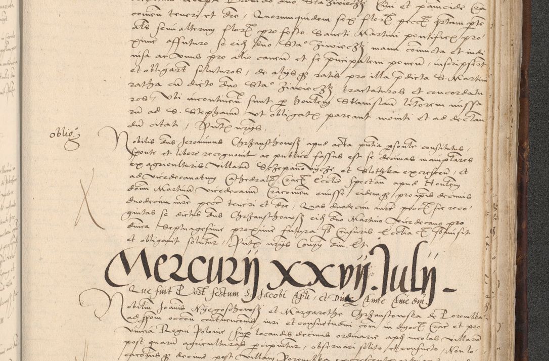 Zdjęcie nr 999 dla obiektu archiwalnego: INRI. Acta actorum, obligacionum et sentenciarum tam interlocutoriarum quam diffinitivarum coram reverendo patre ac egregio viro domino Jacobo Erciss[o]wski decretorum doctorem, canonico et officiali generali Cracoviensi ad annum Domini 1528, indicionem primam, pontificatus sanctissimi in Christo patris et domini domini Clementis divina probidendcia pape seprtimi, annum quintum, per Stanislaum de Mordi legalem consistorii notarium omine felici inchoantur