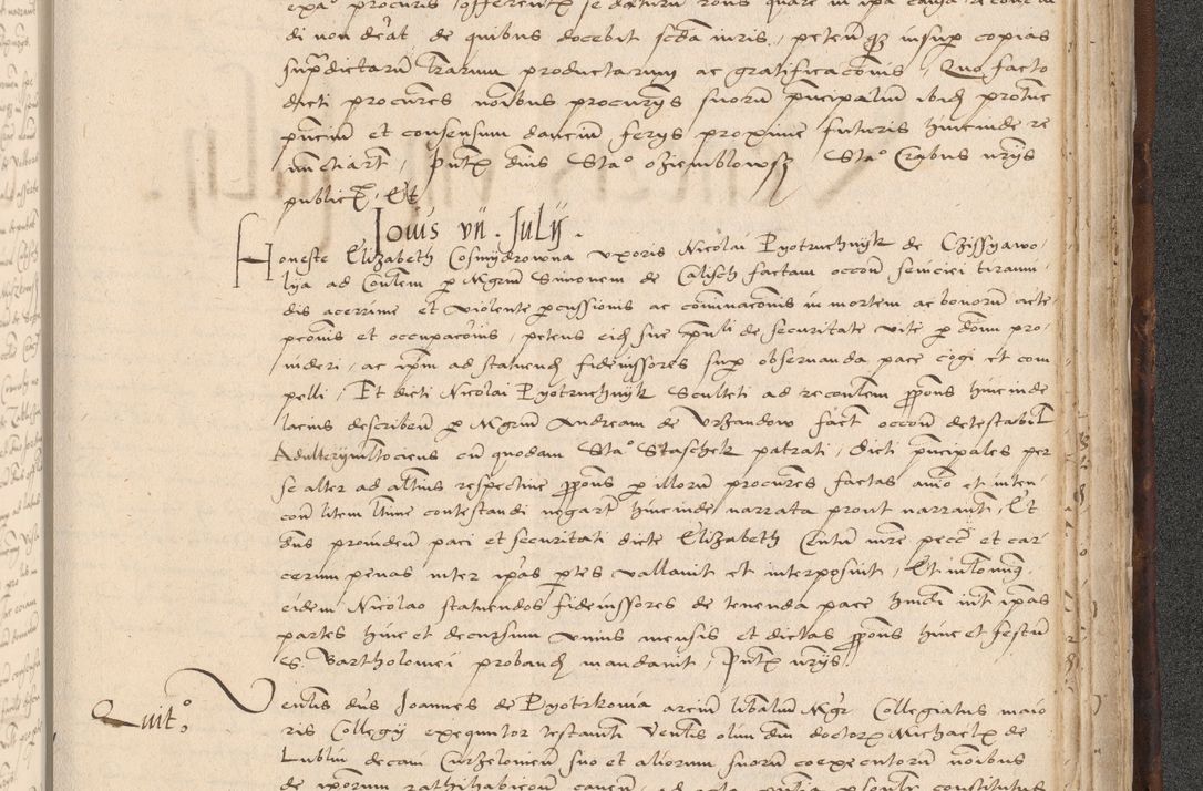 Zdjęcie nr 987 dla obiektu archiwalnego: INRI. Acta actorum, obligacionum et sentenciarum tam interlocutoriarum quam diffinitivarum coram reverendo patre ac egregio viro domino Jacobo Erciss[o]wski decretorum doctorem, canonico et officiali generali Cracoviensi ad annum Domini 1528, indicionem primam, pontificatus sanctissimi in Christo patris et domini domini Clementis divina probidendcia pape seprtimi, annum quintum, per Stanislaum de Mordi legalem consistorii notarium omine felici inchoantur