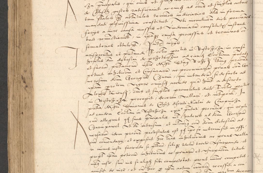 Zdjęcie nr 982 dla obiektu archiwalnego: INRI. Acta actorum, obligacionum et sentenciarum tam interlocutoriarum quam diffinitivarum coram reverendo patre ac egregio viro domino Jacobo Erciss[o]wski decretorum doctorem, canonico et officiali generali Cracoviensi ad annum Domini 1528, indicionem primam, pontificatus sanctissimi in Christo patris et domini domini Clementis divina probidendcia pape seprtimi, annum quintum, per Stanislaum de Mordi legalem consistorii notarium omine felici inchoantur